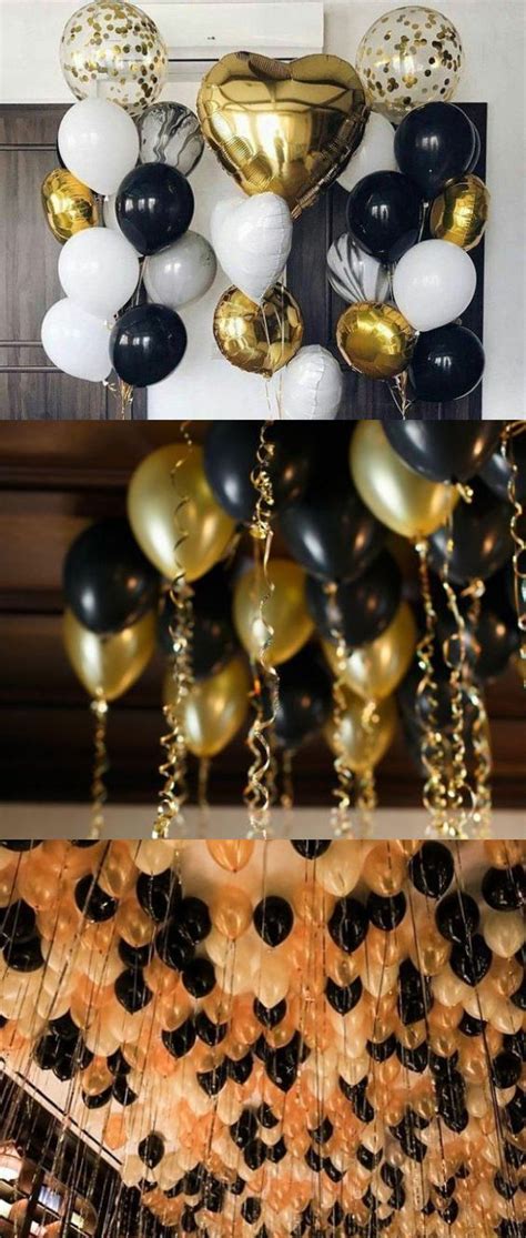 Balloondecorations Black And Gold Party Decorations Black Gold Party Gold Birthday Party