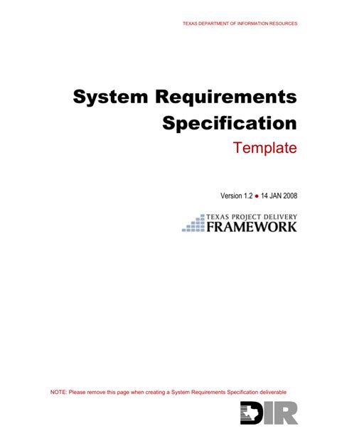 System Requirements Specification Template