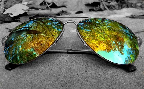 Wallpaper Sunglasses Glasses Reflection Green Glass Sunny