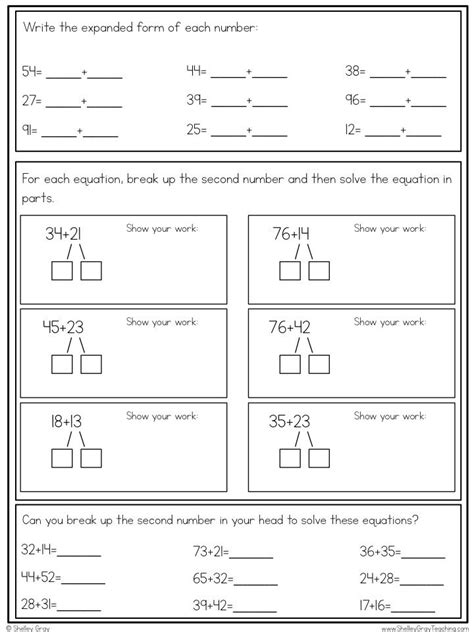 Break Apart Method Multiplication Worksheets Reception Maths