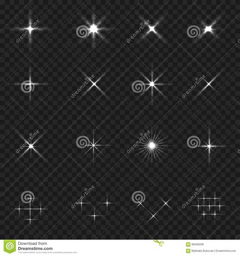 Sparkle Icon Set Shiny Cartoon Stars Glowing Light Effect Stars And