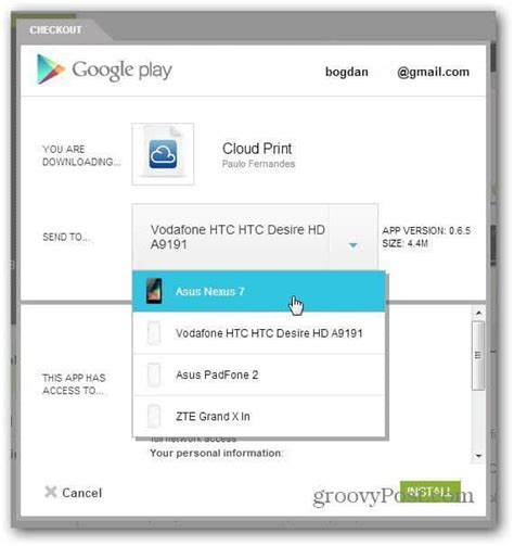 Run google cloud print service. Print from the Nexus 7 via Google Cloud Print