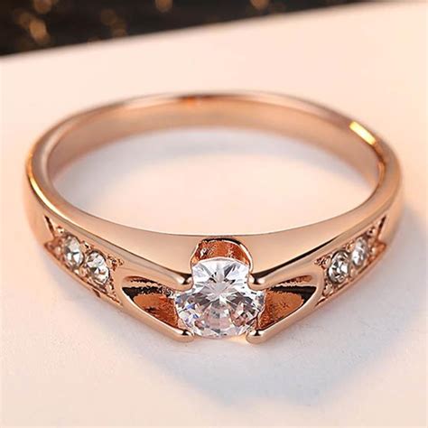 hot selling rose gold zirconia ring colored engagement rings womens engagement rings women rings