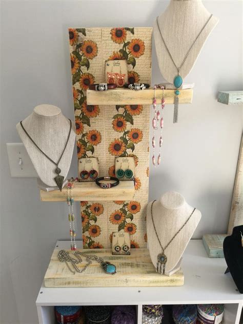 In the picture, i have my main craft show jewelry display laid out as follows: Love this compact and very pretty jewelry display ... lots of jewelry pieces can go on this one ...