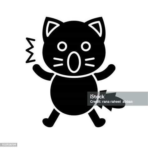 Cute Cat Avatar Vector Illustration Solid Icon Stock Illustration