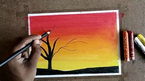 How To Draw Simple Scenery With Oil Pastels Step By Step For Beginners
