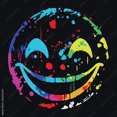 Acid Colorful Smiley Paint Splatter Graffiti Style Emoji Funny Face