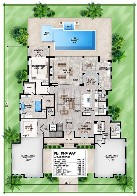 Florida House Plan With Open Layout 86049bw Architectural Designs