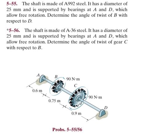 Solved 555 The Shaft Is Made Of A992 Steel It Has A