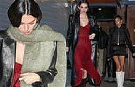 Kendall Jenner Wows In A Clingy Red Slip And Black Vinyl Coat For