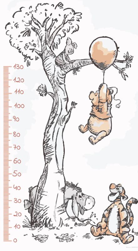 Winnie Puh Height Chart Decal Tenstickers