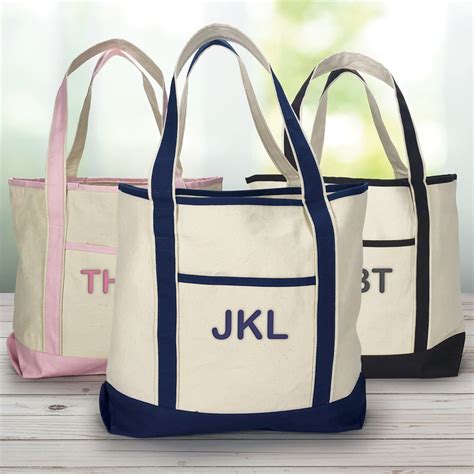 Embroidered Initials Canvas Tote Bag Tsforyounow