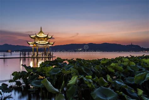 Hangzhou West Lake Stock Image Image Of Travel Lights 59263601