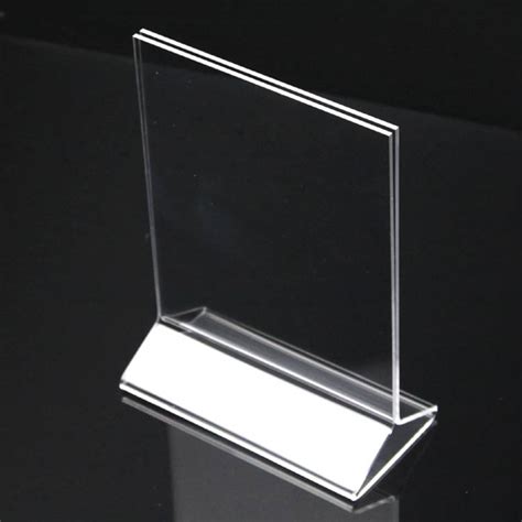 double sided clear acrylic sign holder with t shaped base ad frame