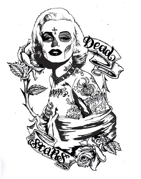 Marilyn Monroe Drawing With Tattoos At Getdrawings Free