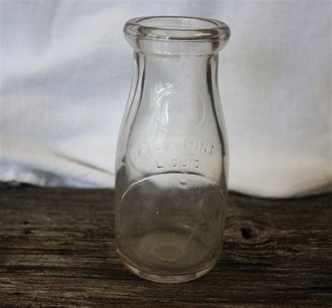 Vintage Half Pint Glass Milk Bottle Etsy