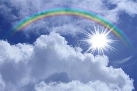 Rainbow Against Blue Sky Stock Image Image Of Weather