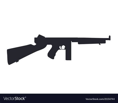 American Submachine Gun Silhouette Royalty Free Vector Image