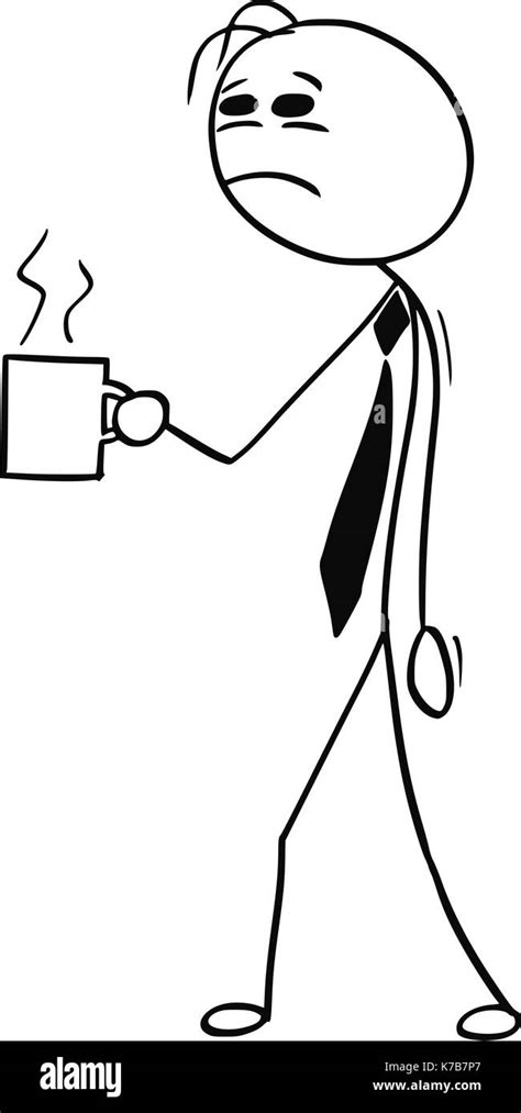 Cartoon Stick Man Illustration Of Tired Business Man Businessman Stock