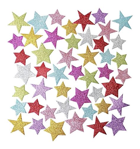 Kids B Crafty 100 Glitter Stars Foam Stickers For Crafts Self Adhesive