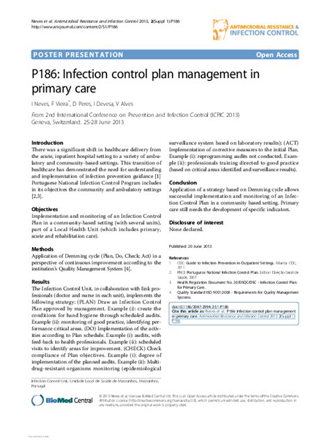 (PDF) P186: Infection control plan management in primary care | Isabel