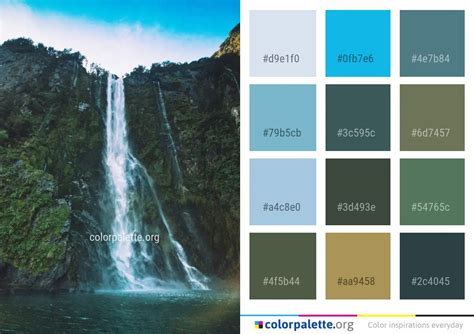 Waterfall Nature Body Of Water Color Palette