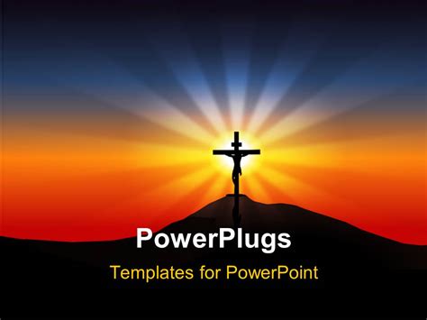 Powerpoint Template A Holy Cross With The Sunset In The Background 17793