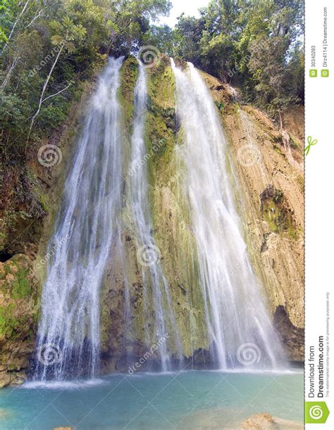 El Limon Waterfall Dominican Republic Stock Image Image Of Scenic