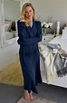 Dressing Gown | Women's Blue Superfine Merino Wool Dressing Gown with ...