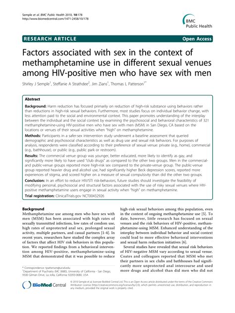 Pdf Factors Associated With Sex In The Context Of Methamphetamine Use