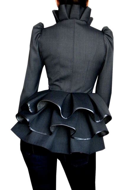 Ruffle Collar Blazer Office Jacket Ruffle Back Two Buttons Etsy Elegant Jacket Fashion Clothes