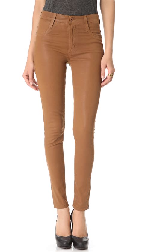 Lyst James Jeans Twiggy High Class Coated Jeans In Brown