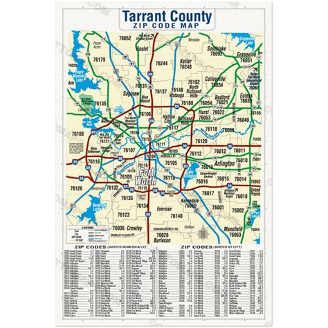 Tarrant County Zip Code Map One Color Poster Prints Otto Maps