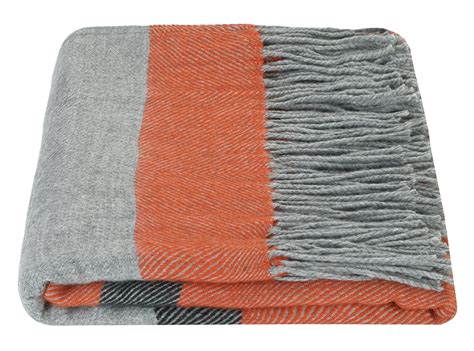 Auburn Throw 130 X 170cm Orange And Grey Gray Bedspread Grey Bedding