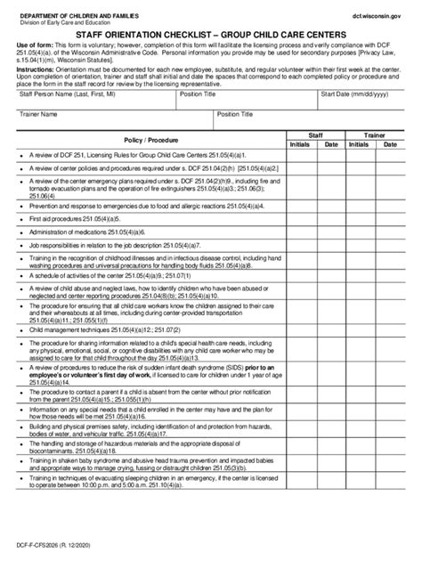 Daycare Orientation Checklist 2020 2024 Form Fill Out And Sign