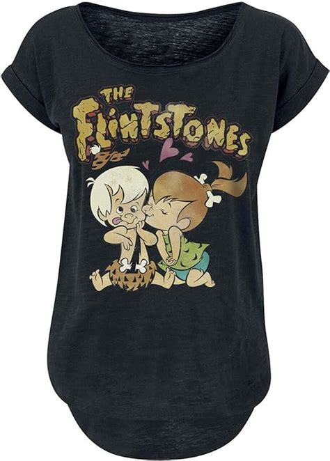 The Flintstones Pebbles And Bambam Women T Shirt Black Regular Uk Clothing