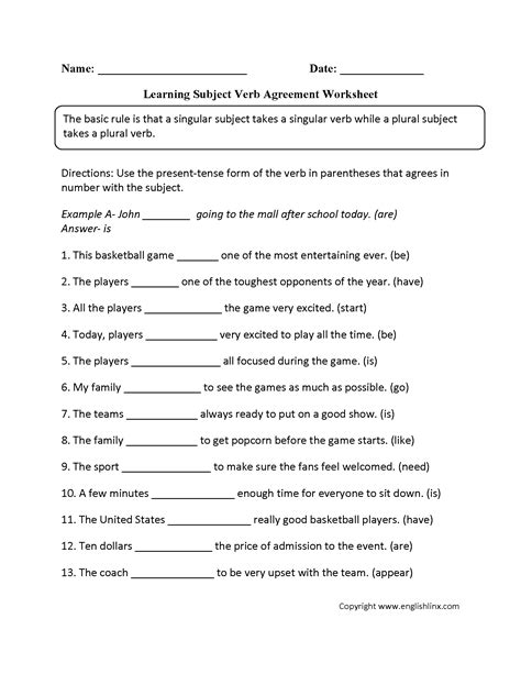 Https://tommynaija.com/worksheet/subject Verb Agreement High School Worksheet