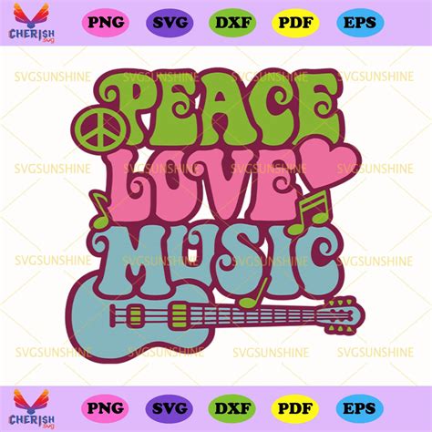 Peace Love Music Svg Peace Svg Love Svg Music Svg Hippie Svg