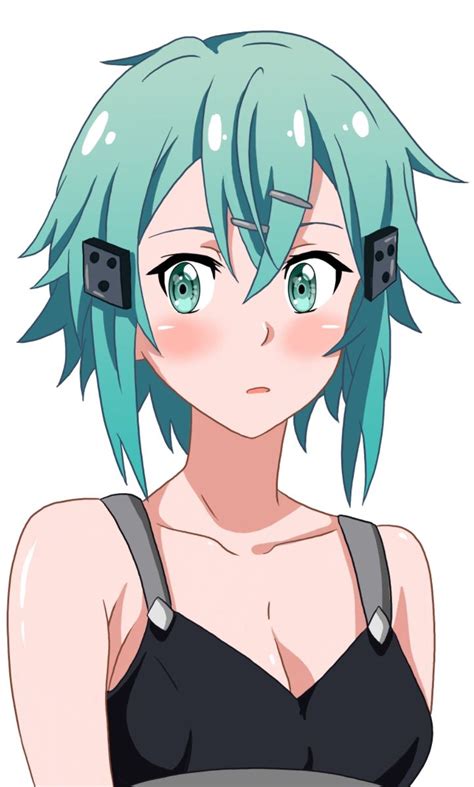 An Anime Girl With Blue Hair And Green Eyes Wearing Black Bra Revealing Clothes