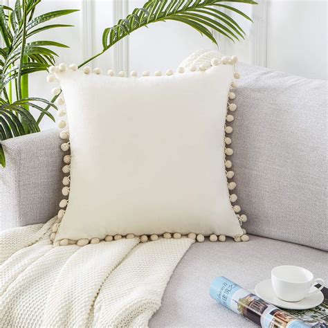 Topfinel Cream Velvet Cushion Covers 20x20 Inch Soft Square Decorative
