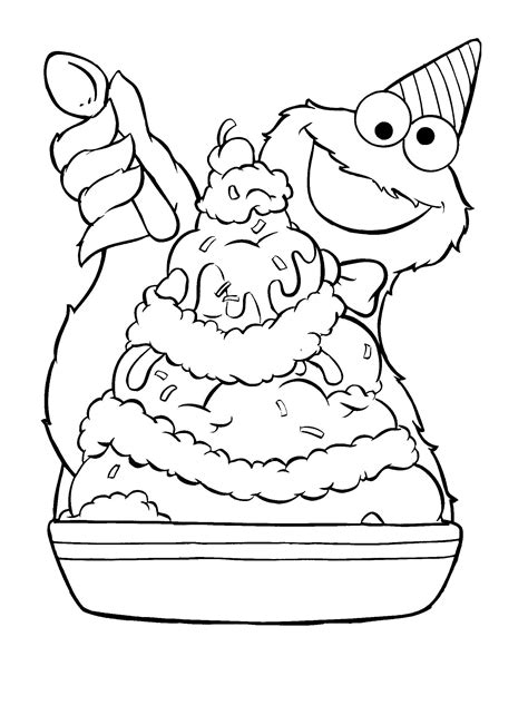 Cookie Monster Ice Cream Sundae Coloring Pages Coloring Pages