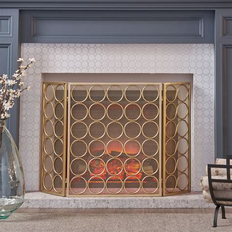 Hartly Modern Three Panel Fireplace Screen By Christopher Knight Home