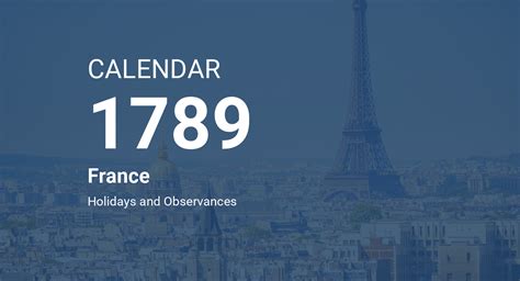 Year 1789 Calendar France