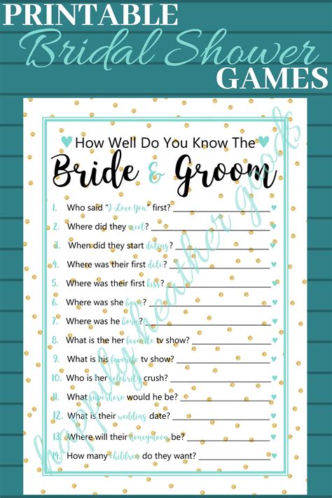 How Well Do You Know The Bride And Groom Game Bridal Shower Game How Well Does The Groom Know
