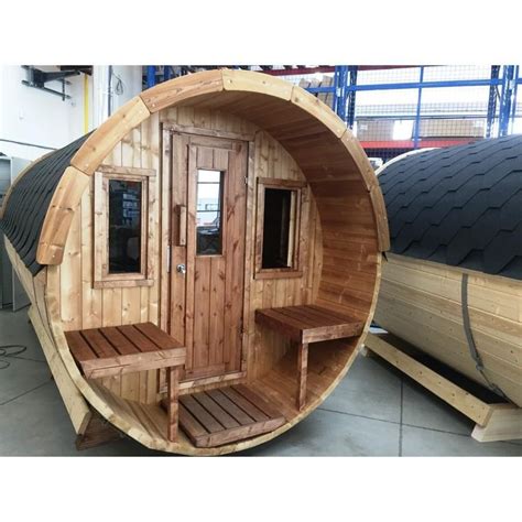 8 Ft Thermowood Barrel Sauna With Porch 4 Person Extra Wide
