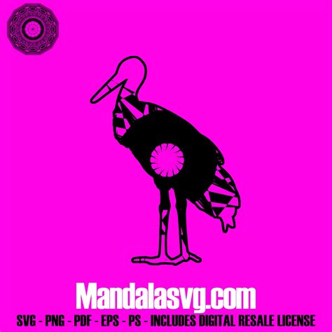 Stork Svgs Files Silhouette Svg Mandala Art Mandala File Stork In 2022