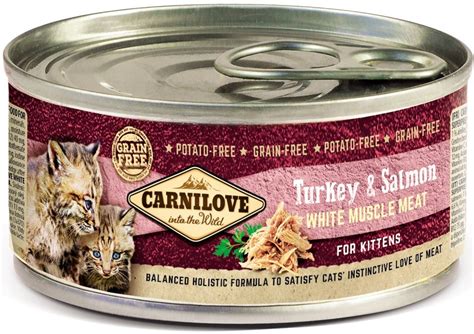 While dry cat food is cheaper, convenient, and packed with a variety of nutrients, wet cat food is offering more meat content and gain more love for your cats. CARNILOVE Turkey & Salmon Kitten puszka dla kociąt - Karma ...