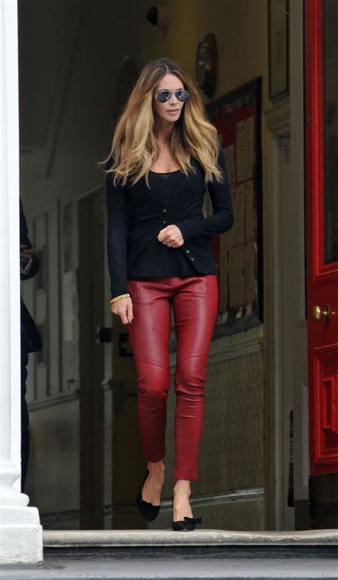 Elle Macphersons Red Leather Pants Make A Black Knit Infinitely