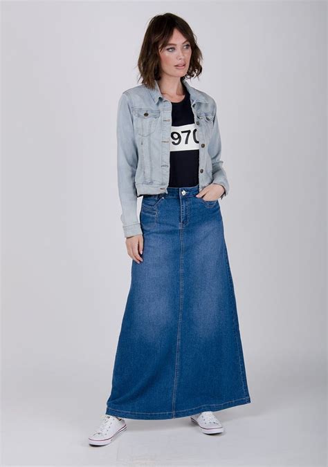 Comfy Long Denim Maxi Skirt Size Fanteecy Womens Casual Stretch Waist