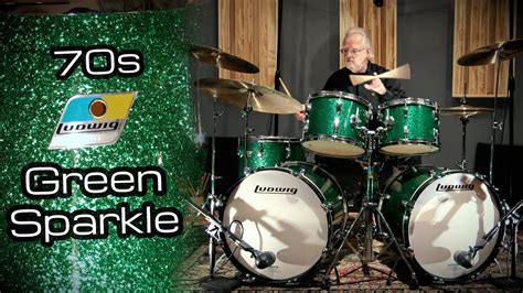 Huge 70s Ludwig Drum Kit With Double Bass Drums Green Sparkle Youtube